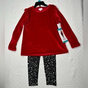 - BCBGirls RED VELVET AND BLACK LEGGINGS SET